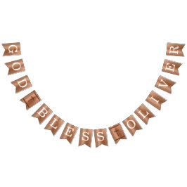 Banderines Dios bendiga 6 letras bautismo de cobre primera co