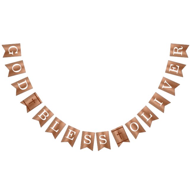 Banderines Dios bendiga 6 letras bautismo de cobre primera co (Todo)
