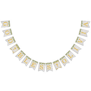 Banderines Dios bendiga 6 letras Floral Calla Baptism Comunió