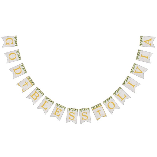 Banderines Dios Bendiga 6 Letras Floral Calla Bautismo Comuni (Todo)