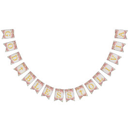 Banderines Dios bendiga 6 letras orquídeas rosadas bautismo C