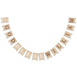 Banderines Dios bendiga 7 letras Brown Wood Baptism Communici