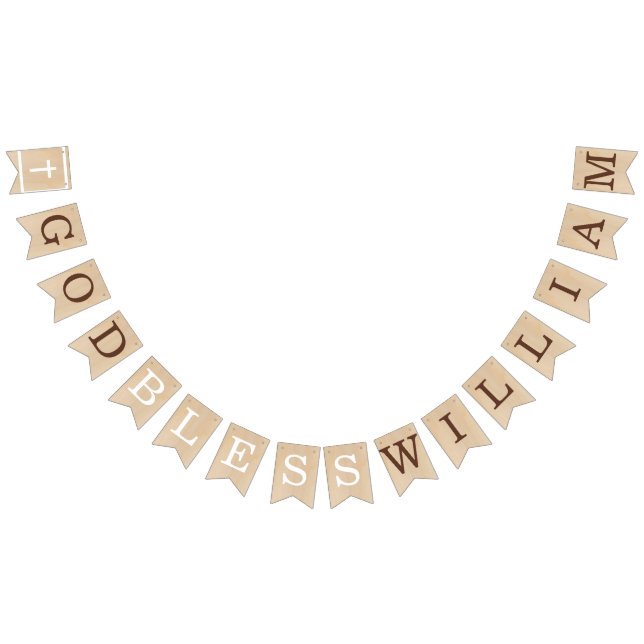 Banderines Dios bendiga 7 letras Brown Wood Baptism Communici (Todo)