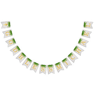 Banderines Dios bendiga 7 letras follaje Fern bautismo Comuni