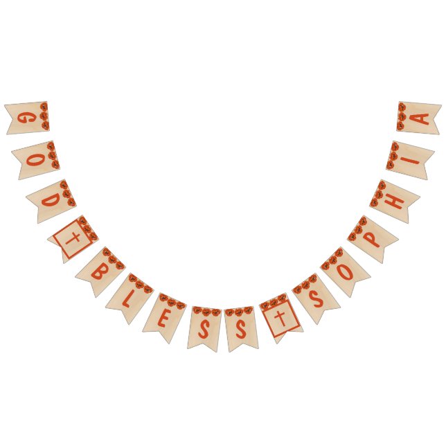 Banderines Dios bendiga Bautizo Comunión Amapola Roja Niña (Todo)