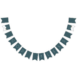 Banderines Dios bendiga la luna creciente y el bautismo azul 