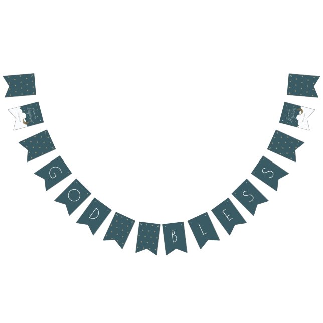 Banderines Dios bendiga la luna creciente y el bautismo azul  (Todo)