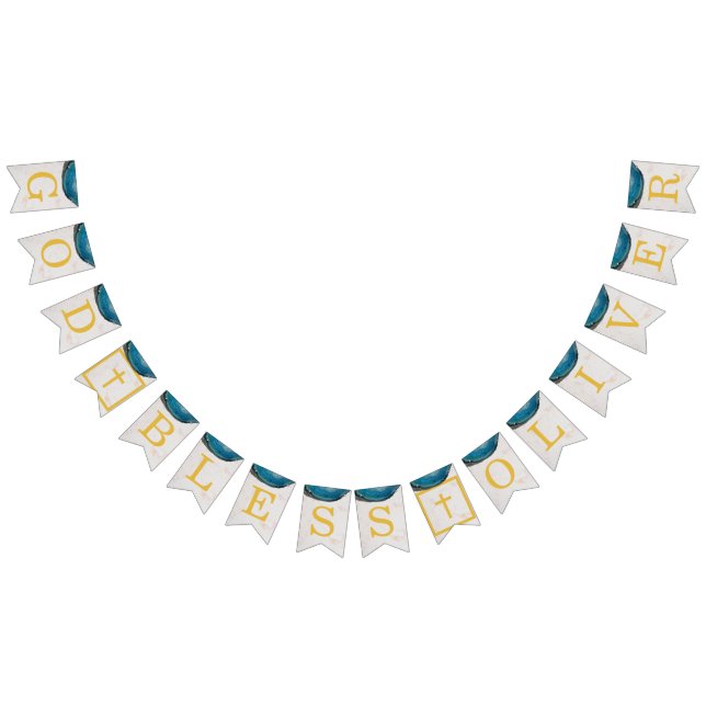 Banderines Dios Bendiga Nombre Azul Geode Niño Comunión de Ba (Todo)