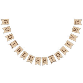 Banderines Dios Bendiga Nombre Brown Wood Bautismo Primera Co