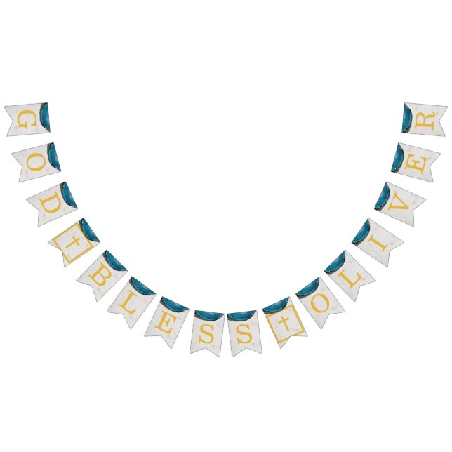 Banderines Dios bendiga Nombre Geoda Azul Niño Bautizo Comuni (Todo)