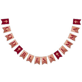 Banderines Dios bendiga Rosa Oro Burdeos Bautizo Comunión