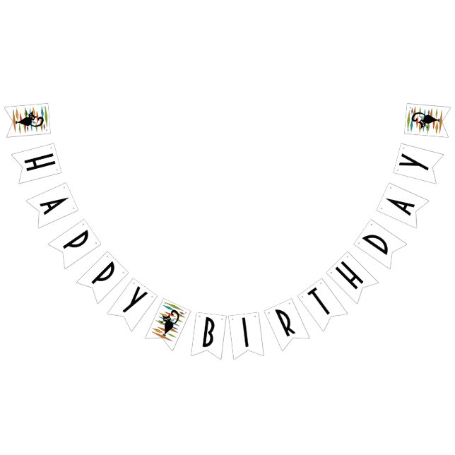 Banderines Diseño de gato negro de Mid Century (Todo)