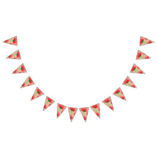 Banderines Diseño de tejido rojo vibrante con estampado flora