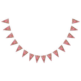 Banderines Diseño de tela elegante con flores intrincadas p