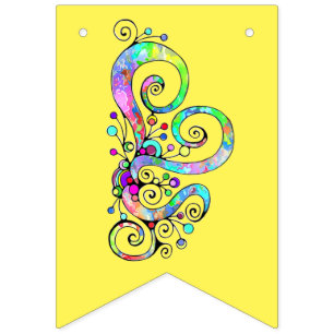 Banderines Diseño pintado de mano cardíaca espiral 1