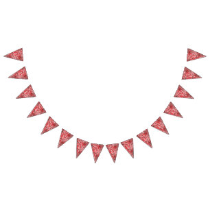 Banderines Diseño textil rectangular con rojo ornamental, bla