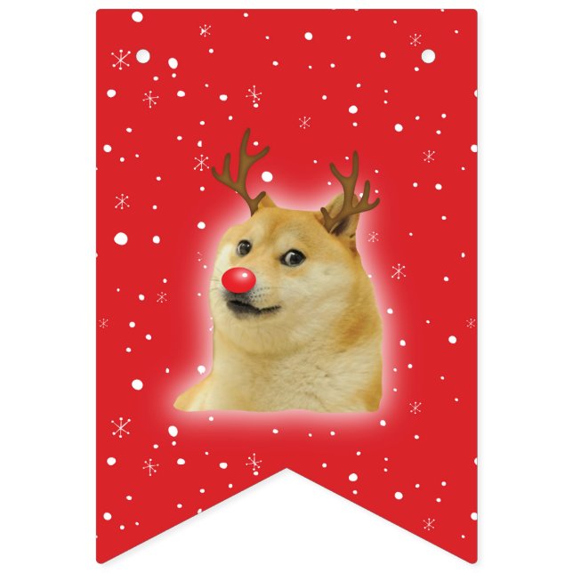 Banderines Doge Dogright Doggo Dog Navidades Meme Card red (Primera bandera)