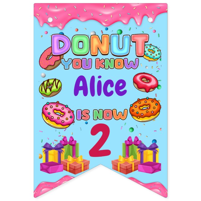Banderines Dona Personalizada Cumpleaños Fiesta Sprinkles de  (Primera bandera)