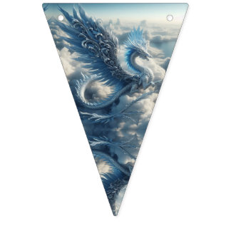 Banderines Dragón asombroso rodeado de nubes