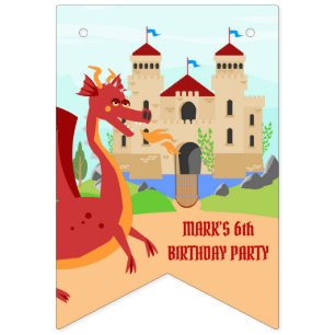 Banderines Dragon Slayer Knight Boy Birday Party