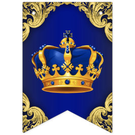 Banderines Ducha de bebé del Príncipe Azul Real Dorado