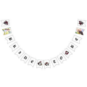 Banderines Ducha de Novia Gótica Floral Borgoña Caprichosa