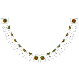 Banderines Ducha de novia. Mandala en amarillo y beige