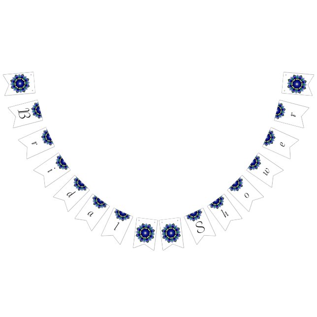 Banderines Ducha de novia. Mandala en azul oscuro (Todo)