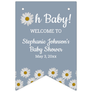 Banderines Dusty Blue Bohemie Daisies Oh Baby Baby Shower