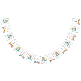 Banderines Edad y nombre de la torta de cumpleaños blanca y a