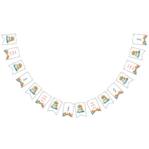 Banderines Edad y nombre de la torta de cumpleaños blanca y a