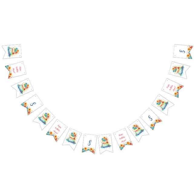 Banderines Edad y nombre de la torta de cumpleaños blanca y a (Todo)