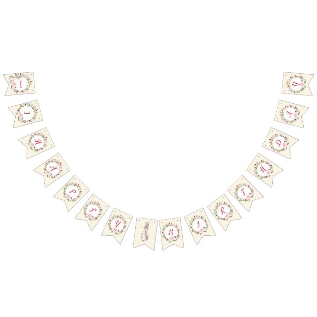 Banderines El clásico Pedro Rosa de Conejo Cumpleaños Floral (Todo)