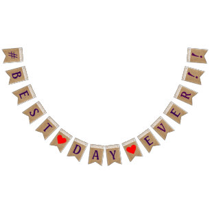 Banderines El día más #Best nunca en mirada de la arpillera y