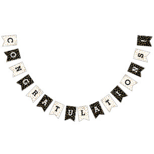 Banderines El falso purpurina blanco negro del oro puntea