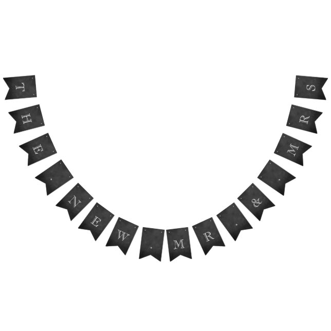 Banderines El nuevo Sr. y la Sra. Chalkboard Boda (Todo)