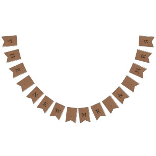 Banderines El nuevo Sr. y la Sra. Rustic Kraft Boda