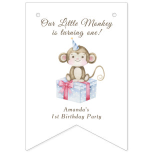 Banderines El primer cumpleaños de nuestro pequeño mono