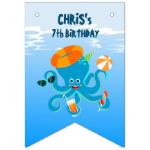 El pulpo azul bajo la fiesta de cumpleaños de Sea