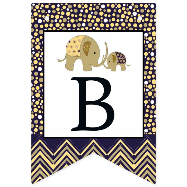 Banderines Elefante bohemio y Baby Shower Chevron (Tercera bandera)