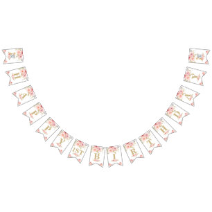 Banderines Elefante de moda Primer cumpleaños Un Bunting Flor