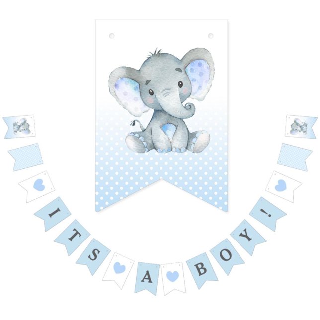 Banderines Elefante es un niño Bungalows Banner Banner Azul (Subido por el creador)