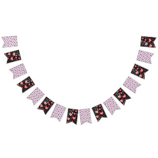 Banderines Elegant Valentine's Day floral bunting banner