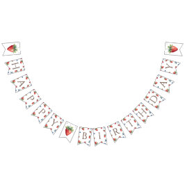 Banderines Elegante acuarela Fresa Berry Feliz Cumpleaños