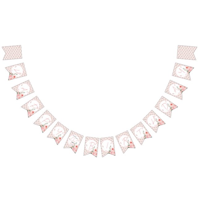 Banderines Elegante acuarela Rosa Chica Rosa Rosa Primer cump (Todo)