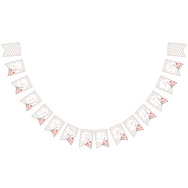 Banderines Elegante acuarela Rosa Chica Rosa Rosa Primer cump (Todo)