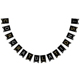 Banderines Elegante Black, Silver Gold Grad Felicitaciones