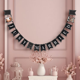 Banderines Elegante blanco y negro moderno recién casado