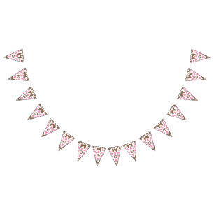 Banderines Elegante estampado floral en tonos marrón y rosa