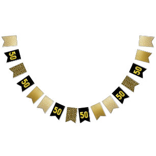 Banderines Elegante fiesta de banner negro dorado 50